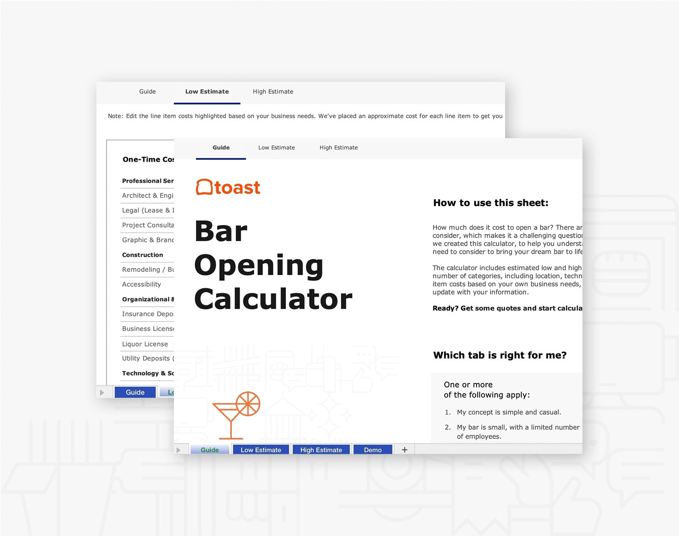 Free Bar Opening Calculator Toast Toast POS