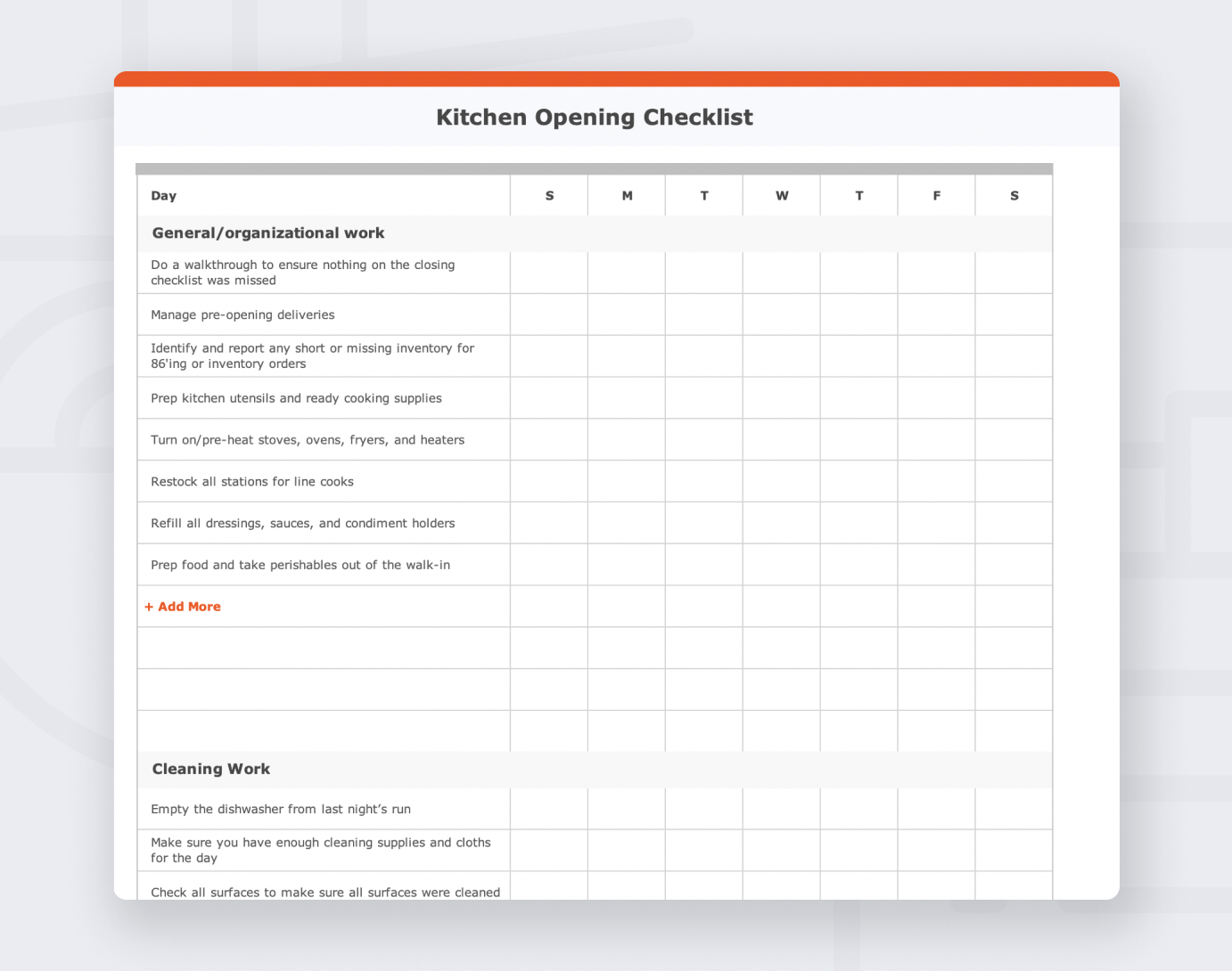 Free Kitchen Opening And Closing Checklist Toast Toast POS