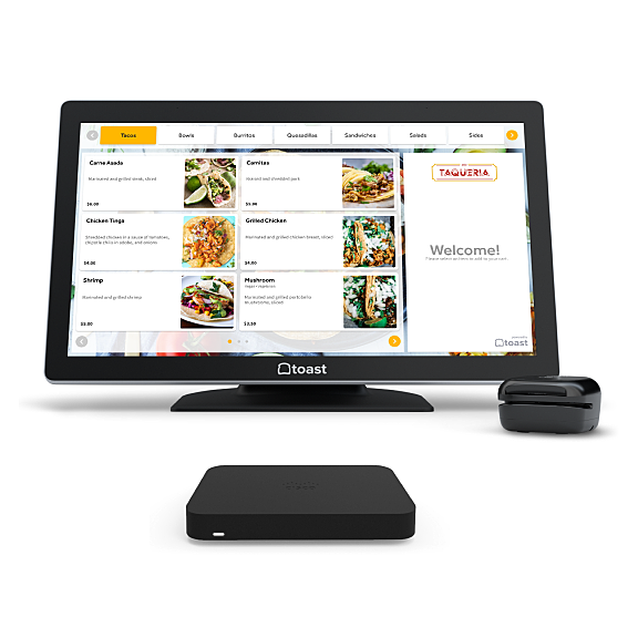 Toast Self Service Bundle; includes 22 inch self-service kiosk, router, and POS software