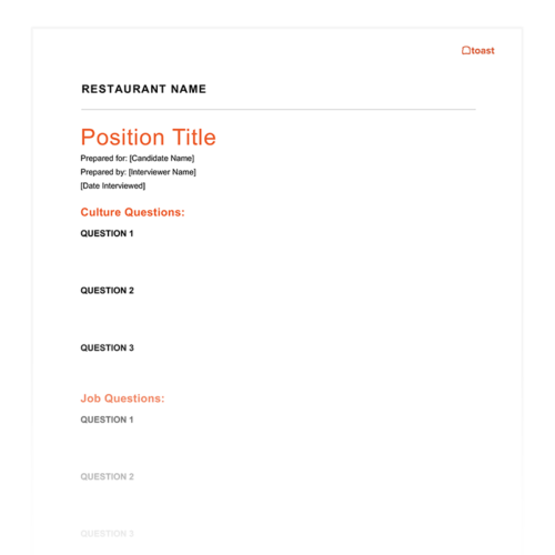 Interview Questions Template