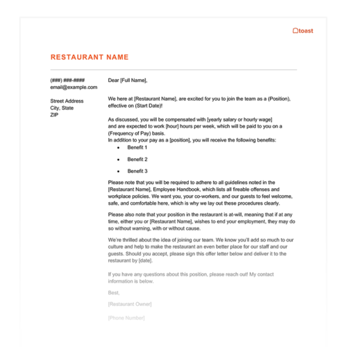 Offer Letter Template