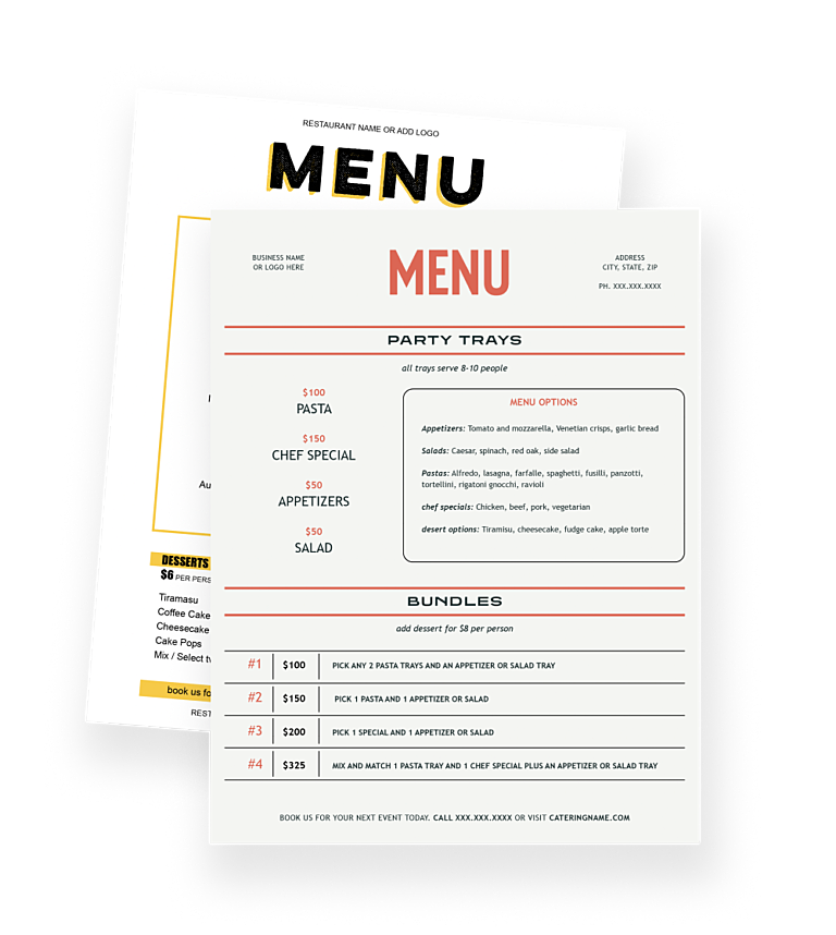 Free Catering Menu Templates Toast Toast POS