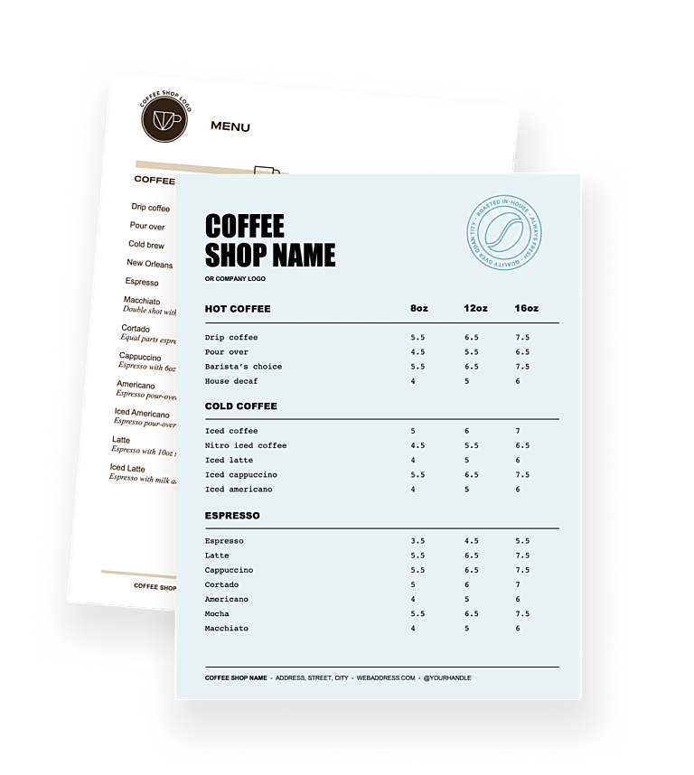 Design your perfect coffee shop menu Toast POS