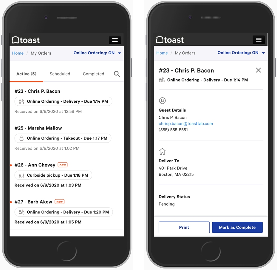 Managing Orders and Printing Receipts Toast POS