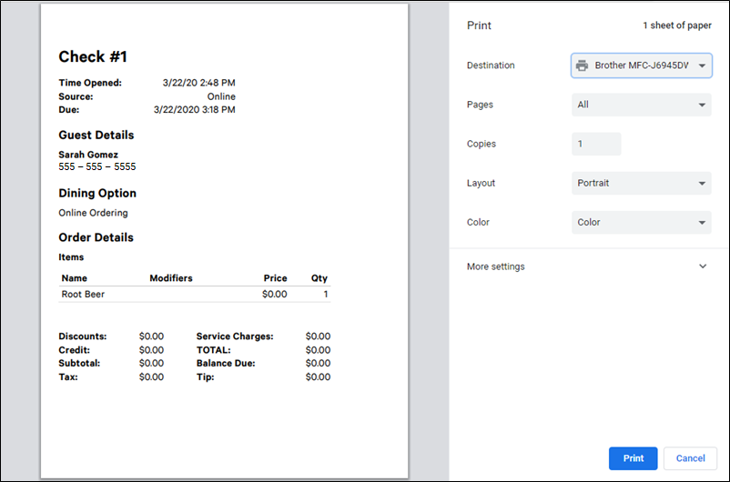 Managing Orders and Printing Receipts Toast POS