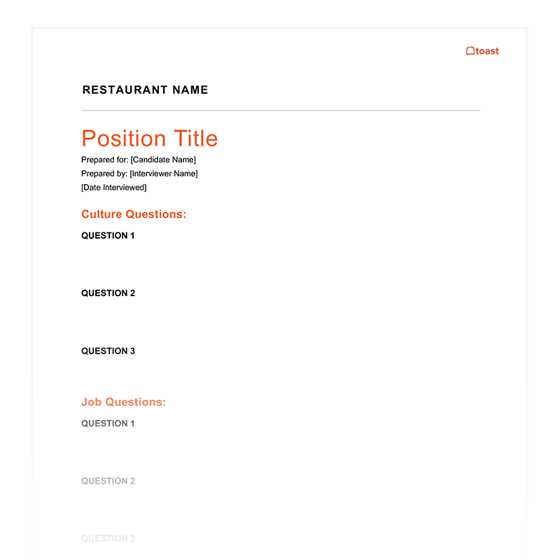 Interview Questions Template