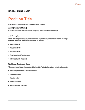 Job Description Template