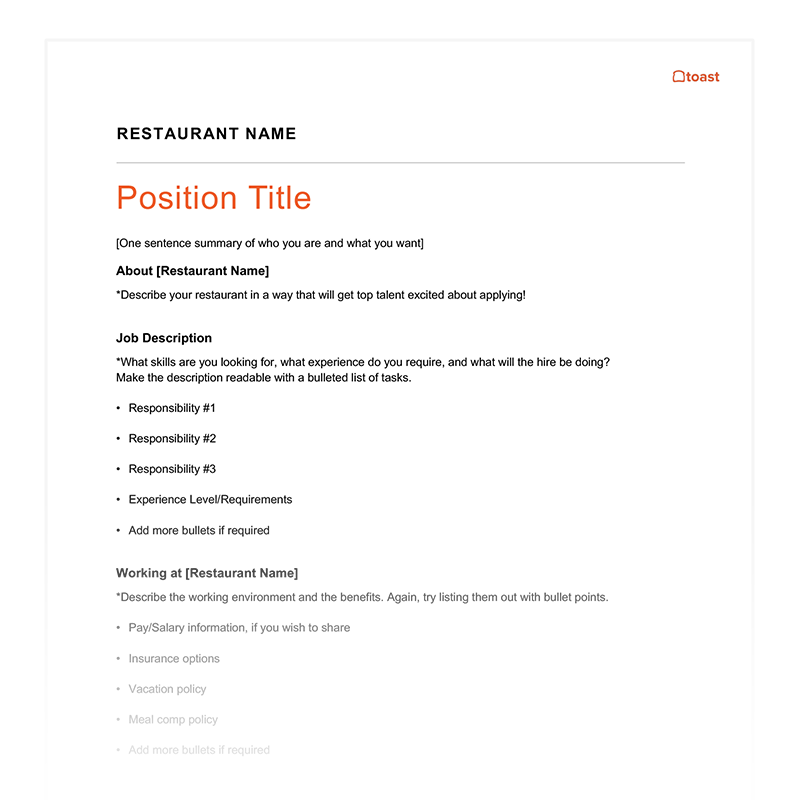 Job Description Template