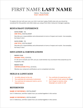 Manager Resume Template