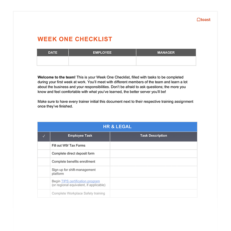 Week 1 Checklist