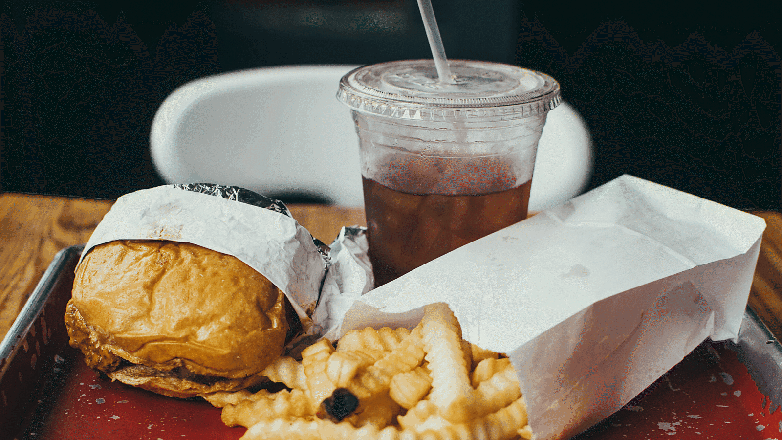 Takeout burger fries