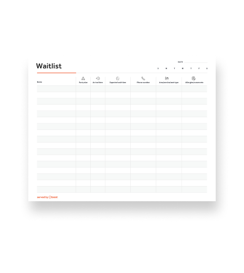 Restaurant Waitlist Template Thumbnail