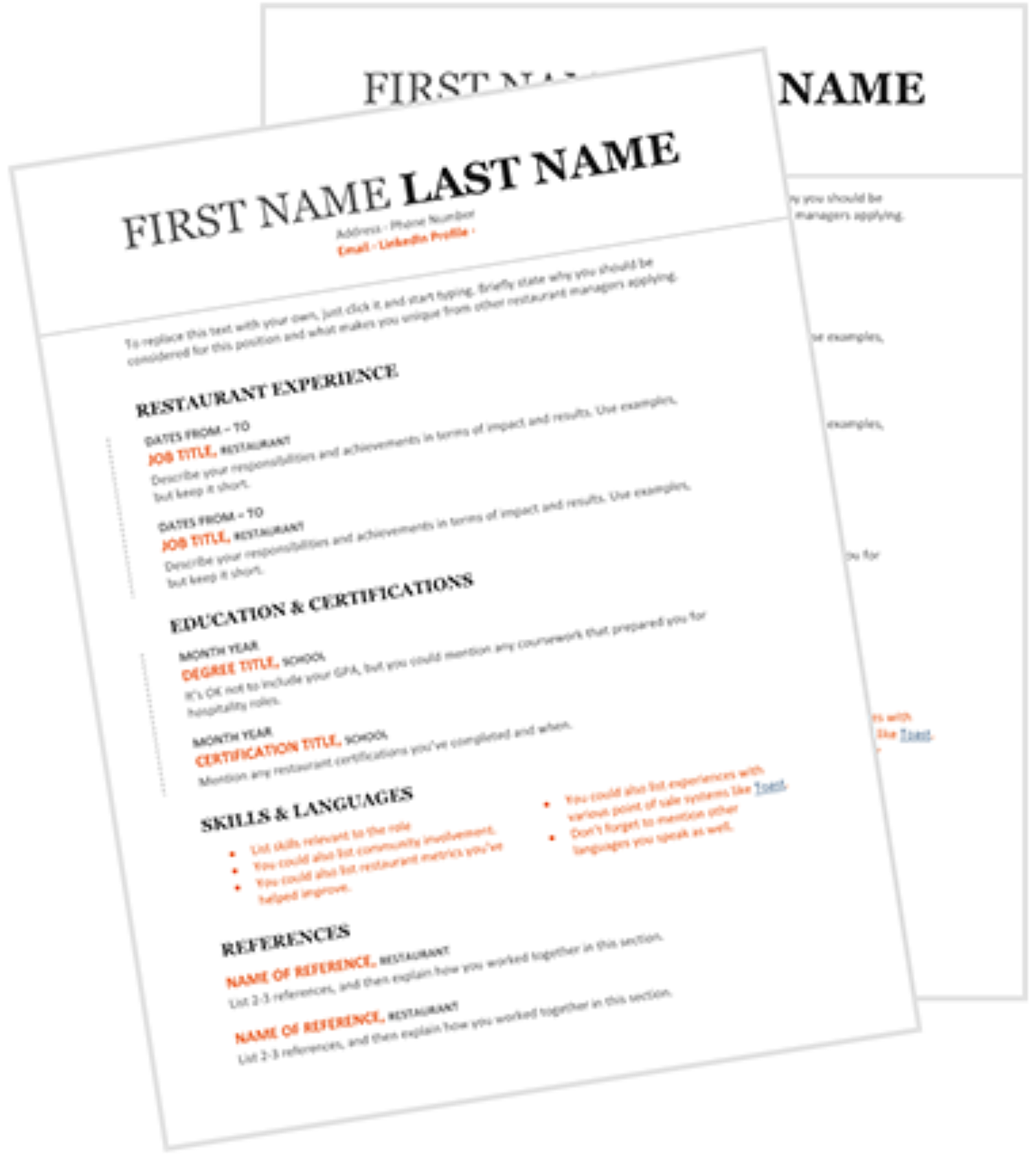 Manager resume template