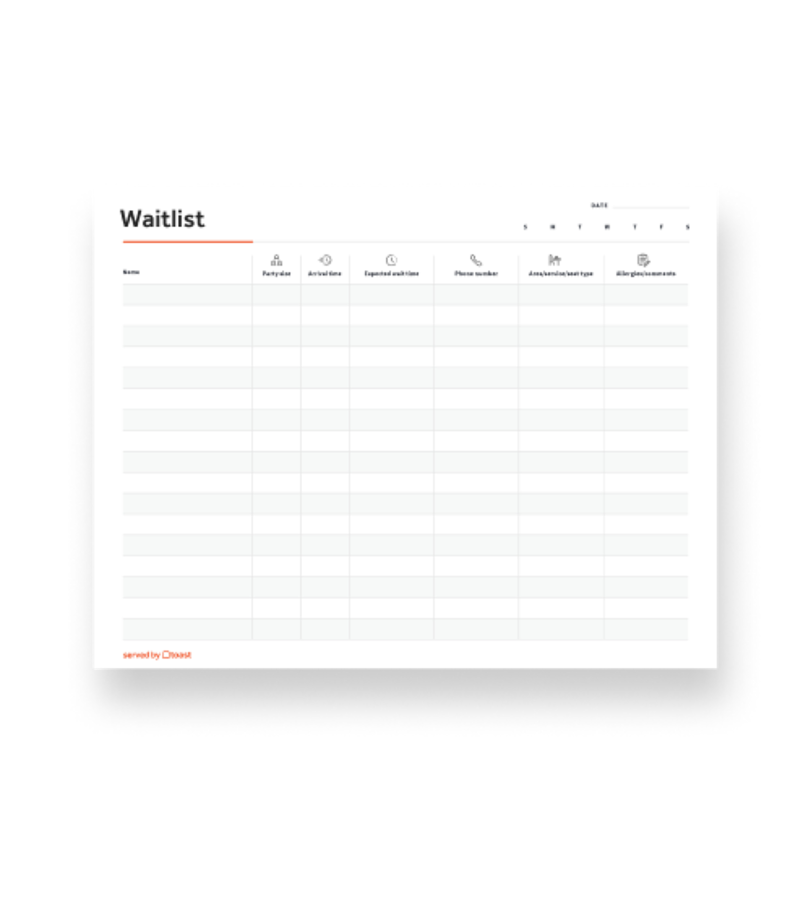 Restaurant Waitlist Template Thumbnail