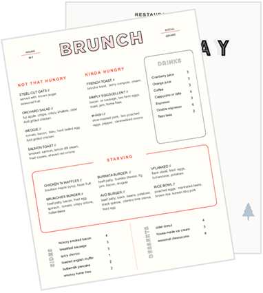 Restaurant menu templates